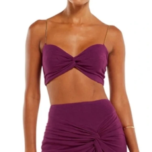 Vix Paula Hermanny Dresses & Skirts - Vix Paula Hermanny-Dhara Detail Short Top and Skirt Set- Plum Top size S skirt M